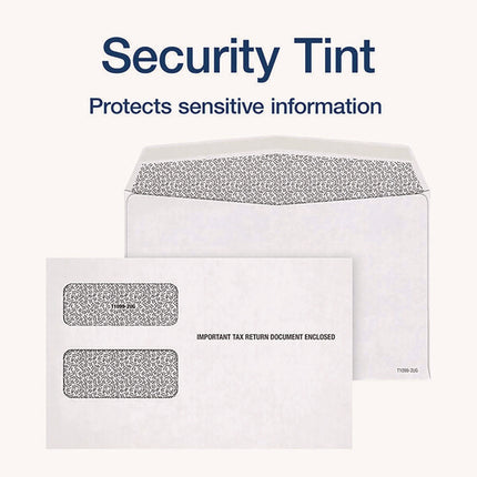 1099 Double Window Envelope, Commercial Flap, Gummed Closure, 5.63 x 9, White, 24/Pack