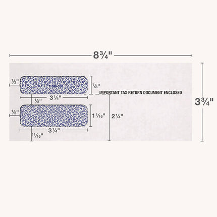 1099 Double Window Envelope, Commercial Flap, Gummed Closure, 3.75 x 8.75, White, 24/Pack