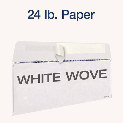 1099 Double Window Envelope, Commercial Flap, Self-Adhesive Closure, 3.75 x 8.75, White, 24/Pack