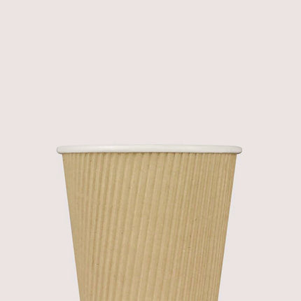 Ripple Hot Cups, 10 oz, Paper, Kraft/White, 500/Carton