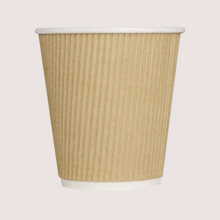 Ripple Hot Cups, 10 oz, Paper, Kraft/White, 500/Carton