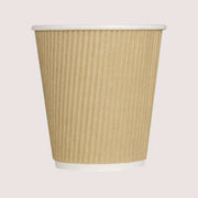 Ripple Hot Cups, 10 oz, Paper, Kraft/White, 500/Carton
