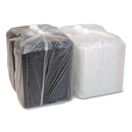 MealMaster Rib Container, 10 x 7.1 x 2.1, Black/Clear, Plastic, 90/Carton