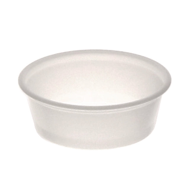 Plastic Portion Cup, 1.5 oz, Translucent, 125/Sleeve, 20 Sleeves/Carton