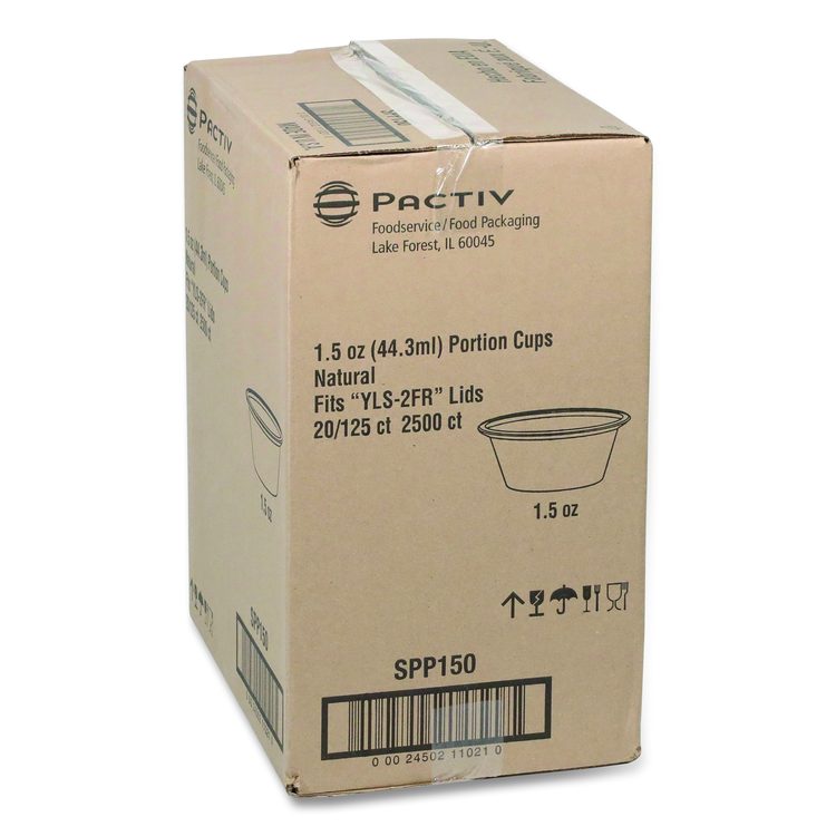 Plastic Portion Cup, 1.5 oz, Translucent, 125/Sleeve, 20 Sleeves/Carton
