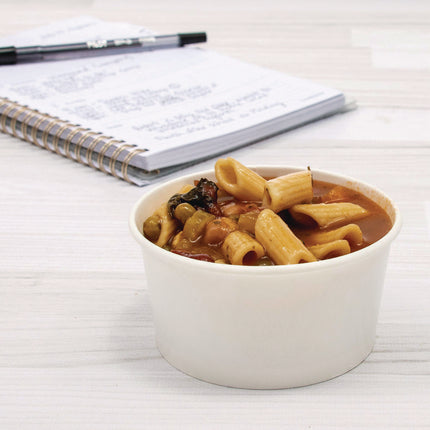 Double Poly Paper Food Container, 6 oz, 3.83" Diameter x 1.99" h, White, 1,000/Carton