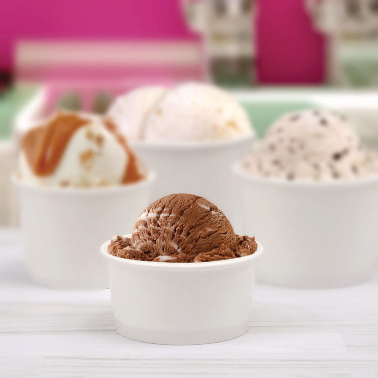 Double Poly Paper Food Container, 6 oz, 3.83" Diameter x 1.99" h, White, 1,000/Carton