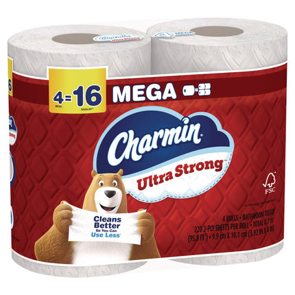 Ultra Strong Bathroom Tissue, Septic Safe, 2-Ply, White, 220 Sheet/Roll, 4/Pack, 8 Packs/Carton