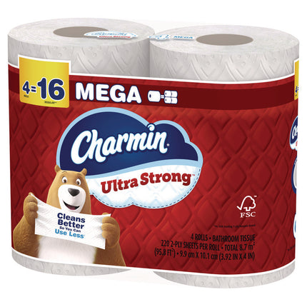 Ultra Strong Bathroom Tissue, Septic Safe, 2-Ply, White, 220 Sheet/Roll, 4/Pack, 8 Packs/Carton
