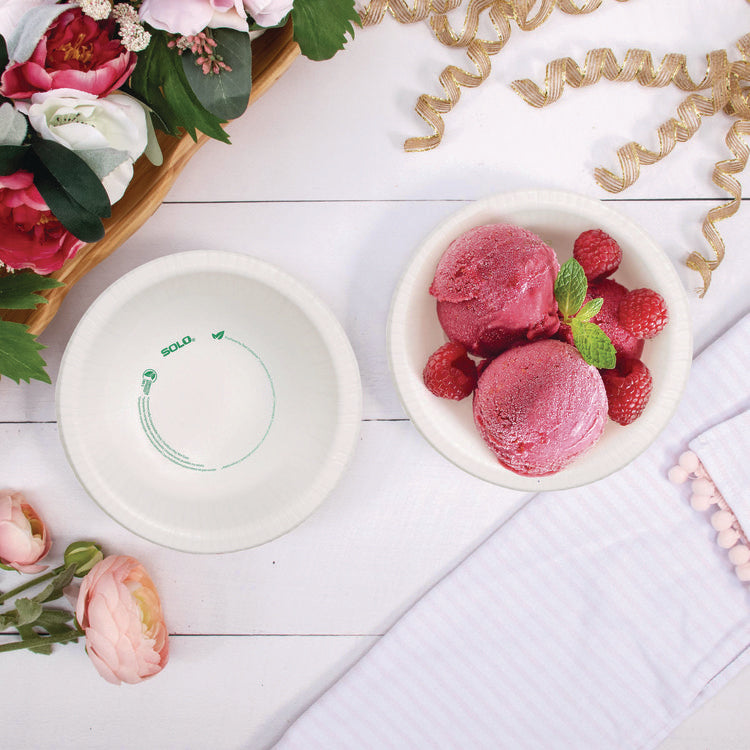 Compostable Paper Dinnerware, ProPlanet Seal, Bowl, 12 oz, White, 1,000/Carton