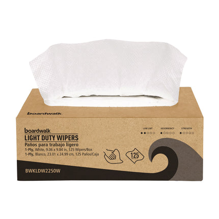 One-Ply Paper Wipers, 9.84 x 9.06, White, 125 Wipers/Box, 18 Boxes/Carton