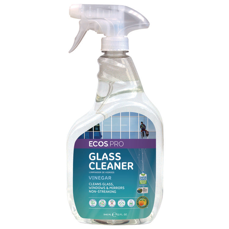 Glass Cleaner, Vinegar Scent, 32 oz Spray Bottle, 6/Carton