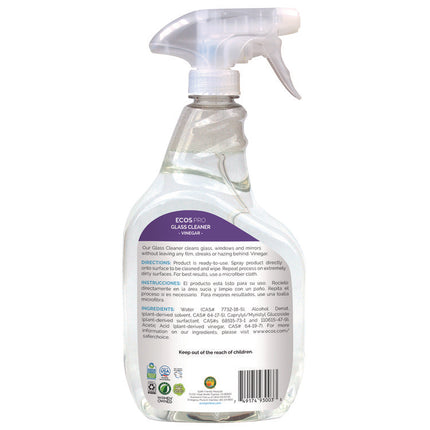 Glass Cleaner, Vinegar Scent, 32 oz Spray Bottle, 6/Carton