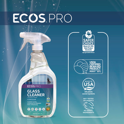 Glass Cleaner, Vinegar Scent, 32 oz Spray Bottle, 6/Carton