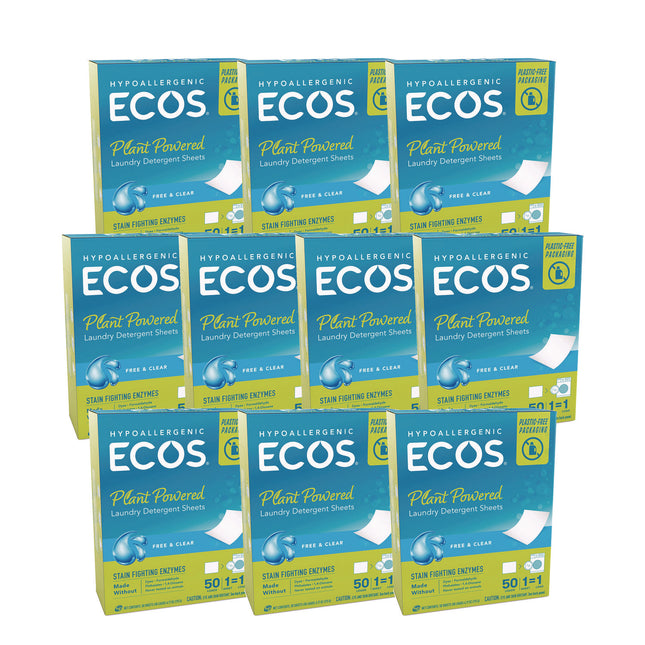 Liquidless Laundry Detergent Sheets, Free and Clear, 50 Sheets/Pack, 10 Packs/Carton