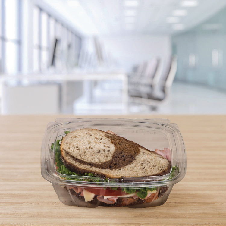 ClearPac SafeSeal rPET Tamper-Resistant/Evident Containers, Embossed Bottom, 24 oz, 6.37 x 7.15 x 1.86, Clear, 200/Carton