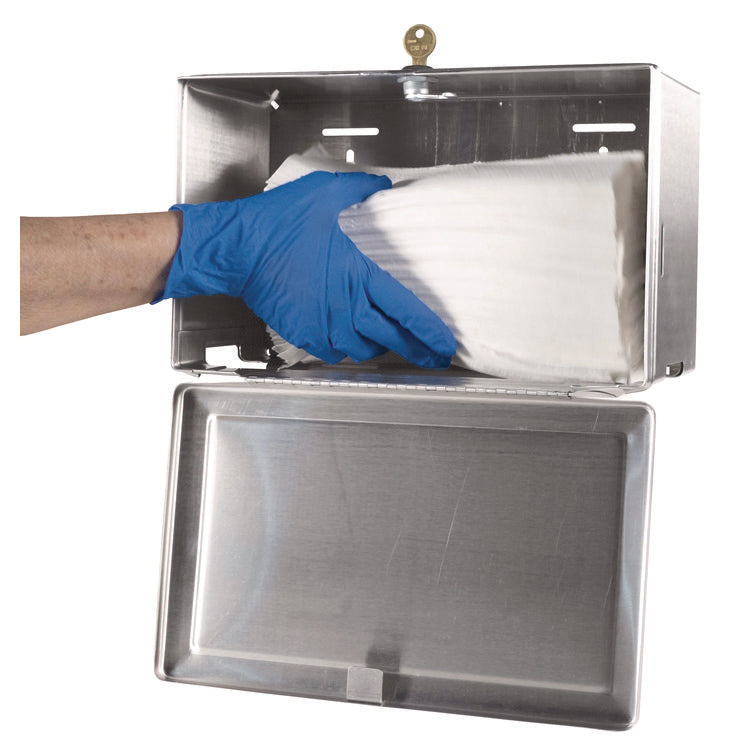 Surface-Mounted Paper Towel Dispenser, 12.13 x 6.13 x 7.25, Satin Finish Stainless Steel