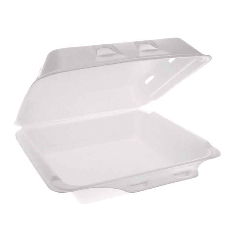 SmartLock Vented Foam Hinged Lid Container, 9 x 9.5 x 3.3, White, 150/Carton