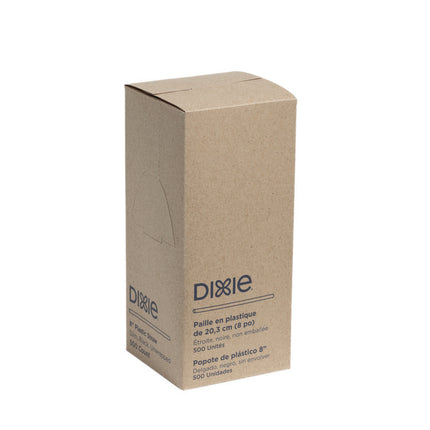 Slim Unwrapped Plastic Straws, 8", Plastic, Black 500/Box, 10 Boxes/Carton