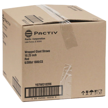 Giant Paper-Wrapped Straw, 10.25, Red, 1,800/Carton