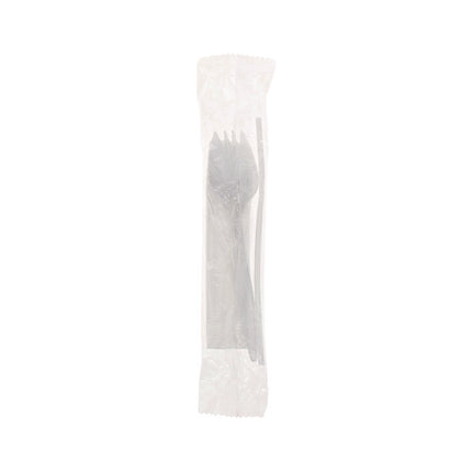 Fieldware Cutlery Kit, Mediumweight, Napkin/Spork/Straw, Plastic, White, 1,000/Carton