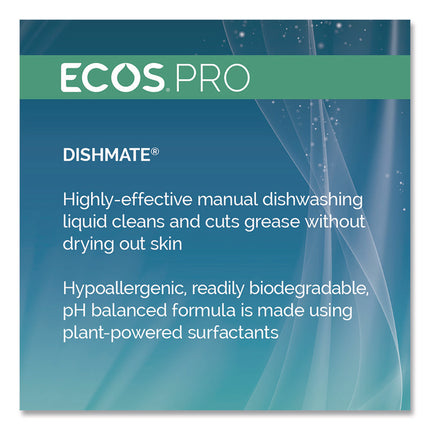 Dishmate Manual Dish Liquid, Free and Clear, 25 oz Squeeze Bottle, 6/Carton