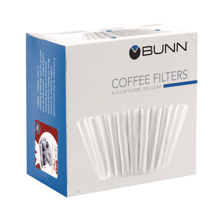 Coffee Filters, 8 To 12 Cup Size, Flat Bottom, 100/pack, 12 Packs/carton