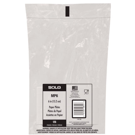 Compostable Paper Dinnerware, ProPlanet Seal, Plate, 6" dia, White, 500/Carton