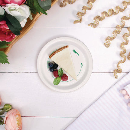 Compostable Paper Dinnerware, ProPlanet Seal, Plate, 6" dia, White, 500/Carton