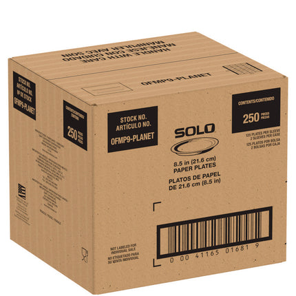 Compostable Paper Dinnerware, ProPlanet Seal, Plate, 9" dia, White, 250/Carton