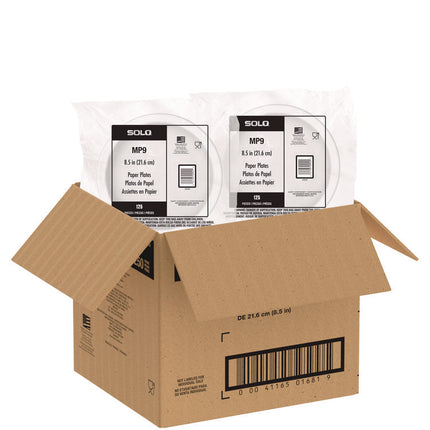 Compostable Paper Dinnerware, ProPlanet Seal, Plate, 9" dia, White, 250/Carton