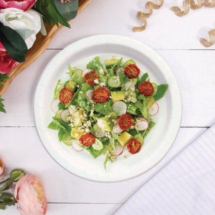 Compostable Paper Dinnerware, ProPlanet Seal, Plate, 9" dia, White, 250/Carton