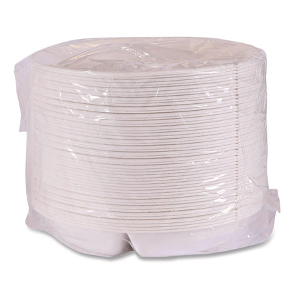 Vanguard Renewable and Compostable Sugarcane Containers, 3-Compartment Bowl, 28 oz, White, 400/Carton