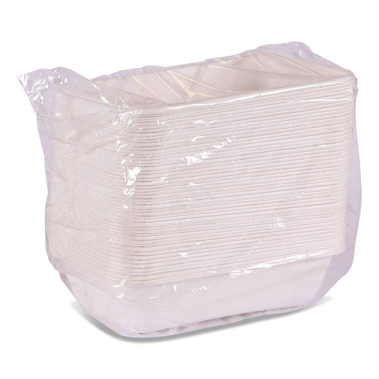 WorldView Vanguard Rectangular Container, 32 oz, 4.71 x 7.01 x 1.04, White, Sugarcane Fiber, 400/Carton