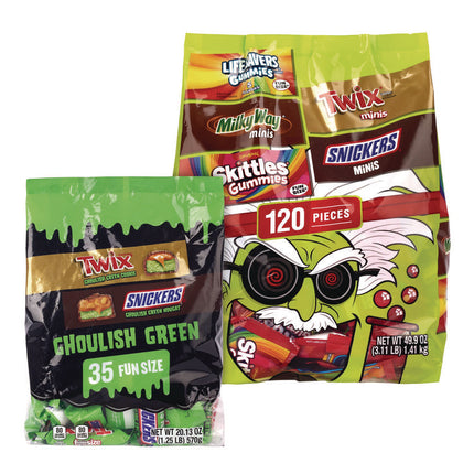 Mixed Chocolate and Gummies Variety, Halloween Bundle, 2 Bags, 155 Pieces