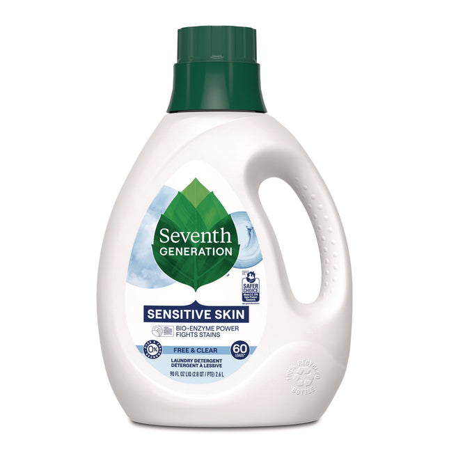 Natural Liquid Laundry Detergent, Sensitive Skin Free and Clear, 90 oz Bottle, 4/Carton