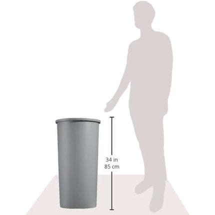 Untouchable Large Plastic Round Waste Receptacle, 22 gal, Plastic, Gray
