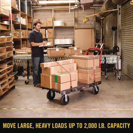 Heavy-Duty Platform Truck Cart, 2,000 Lb Capacity, 24 X 48 Platform, Black