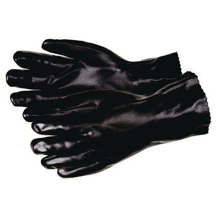 Double-Dipped PVC Gloves, Black, Large, Dozen