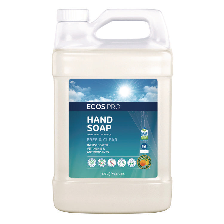 Liquid Hand Soap, Free and Clear, 1 gal, 4/Carton