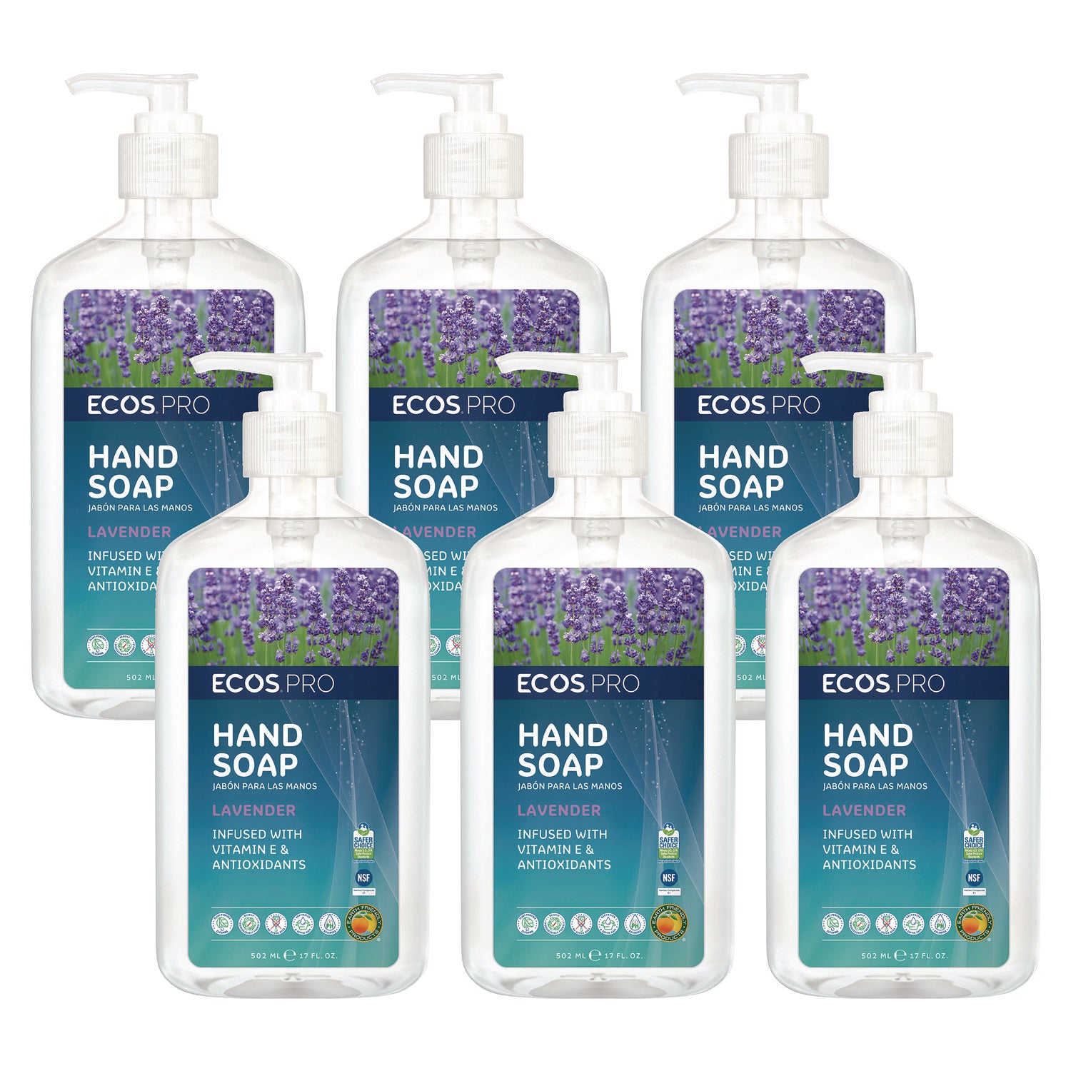 Liquid Hand Soap, Lavender, 17 oz, 6/Carton