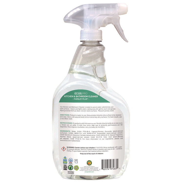 Parsley Plus All-Purpose Kitchen and Bathroom Cleaner, Parsely Scent, 32 oz Spray Bottle, 6/Carton