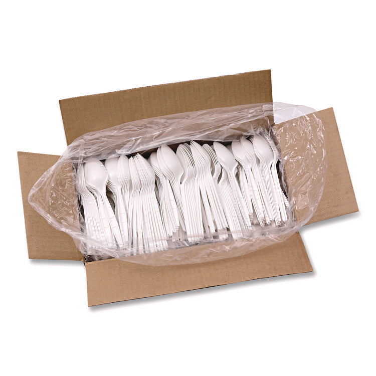 Mediumweight Polypropylene Cutlery, Spoon, 5.31", Plastic, White, 1,000/Carton