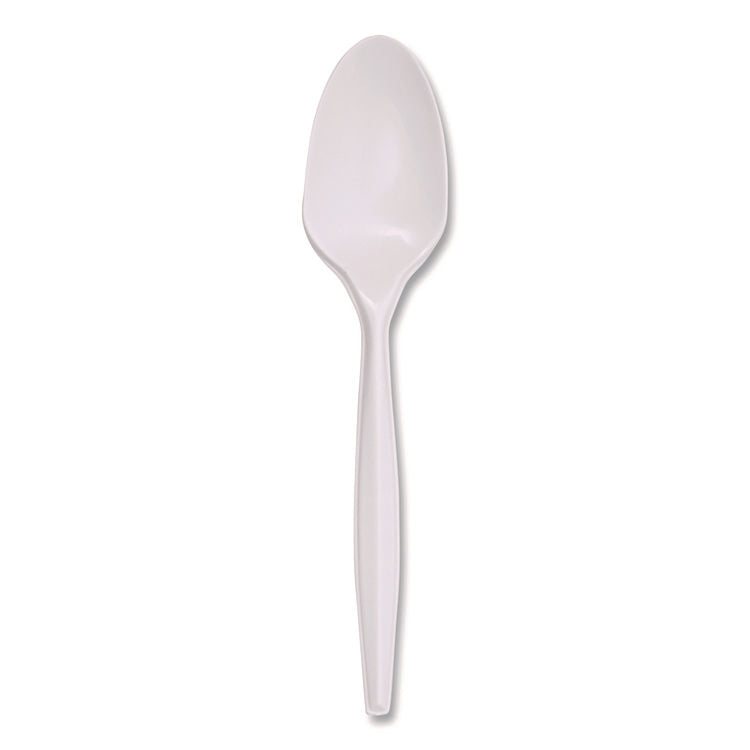 Mediumweight Polypropylene Cutlery, Spoon, 5.31", Plastic, White, 1,000/Carton