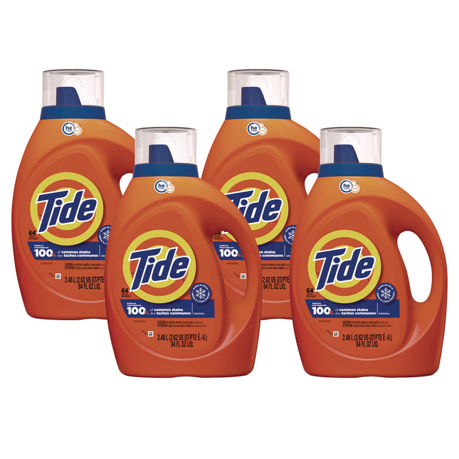 HE Laundry Detergent, Original Scent, Liquid, 64 Loads, 84 oz Bottle, 4/Carton