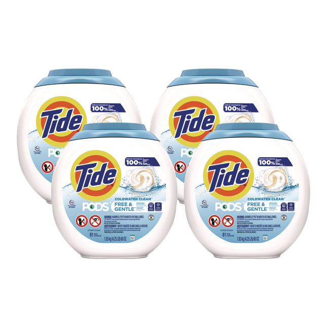 Pods, HE Compatible, Unscented, 81 Pods/Tub, 4 Tubs Carton