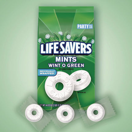 Hard Candy Mints, Party Size, Wint-O-Green, Individually Wrapped, 44.93 oz Bag