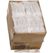 Fieldware Cutlery, Individually Wrapped, Mediumweight Spoon, Plastic, White, 1,000/Carton