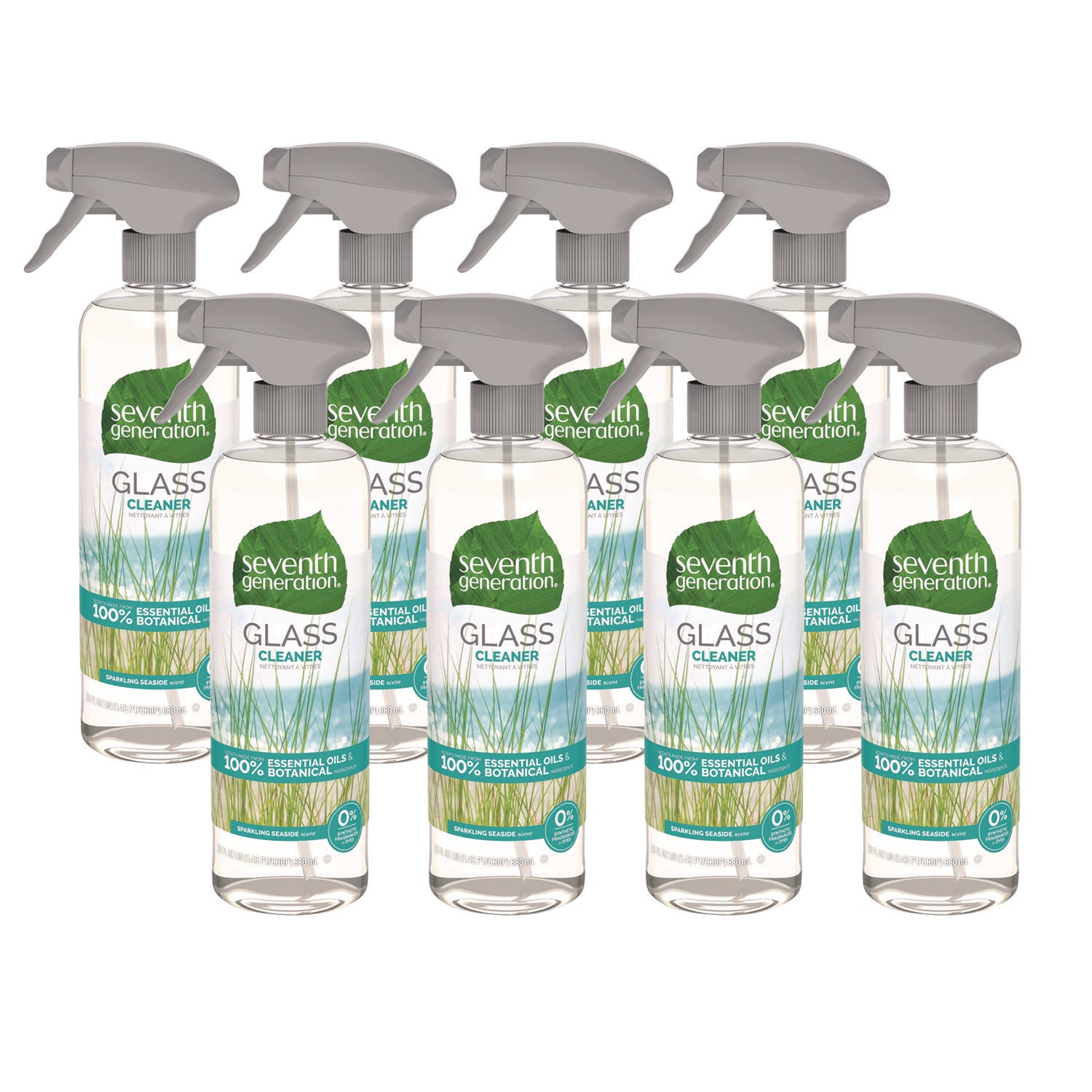 Natural Glass And Surface Cleaner, Sparkling Seaside, 23 Oz Trigger Spray Bottle, 8/carton