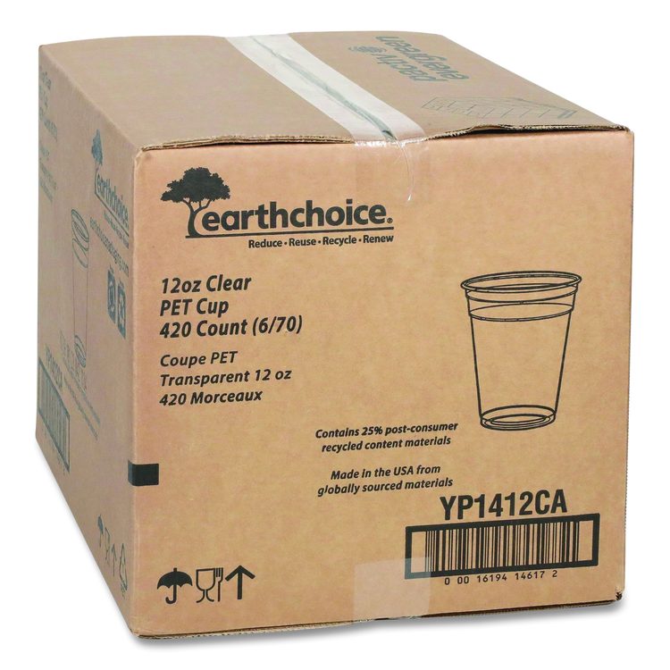 RPET Cold Cup, 12 oz, Plastic, Clear, 420/Carton